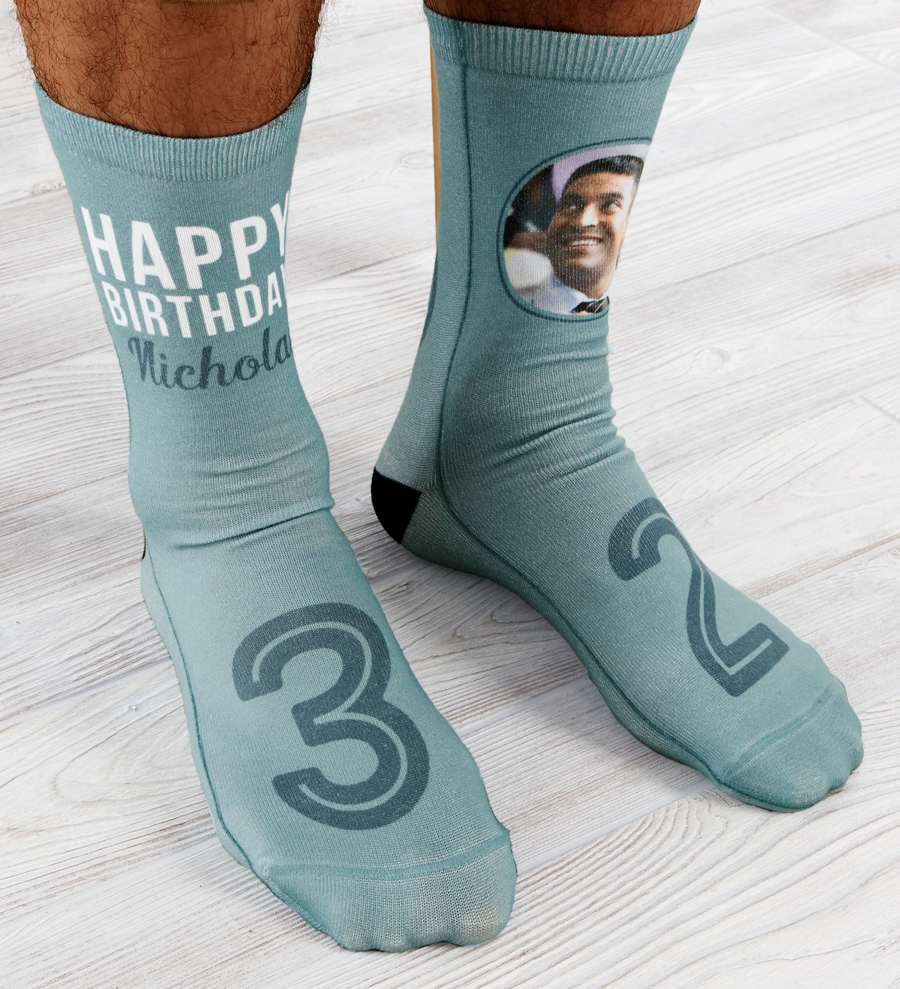 Modern Birthday For Him Personalized Photo Adult Socks